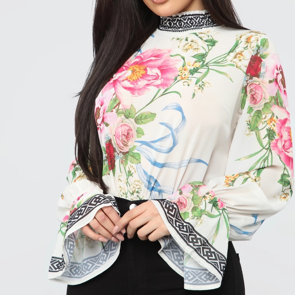women’s - floral me top - ivory